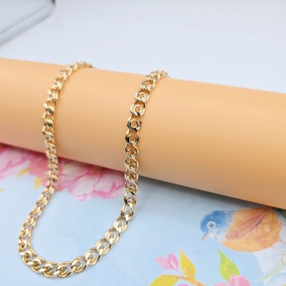 Rose Gold Round Chain Necklace Gold Plated on High Quality Brass, XPNL0073 - Picture 2 of 12